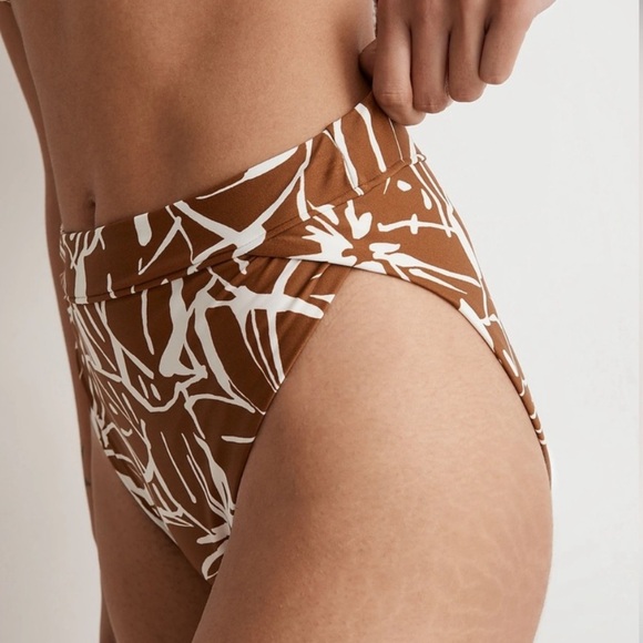 NWT Madewell High-Rise Crossover Bikini Bottom in Abstract Flora Sepia Size M - Picture 2 of 10